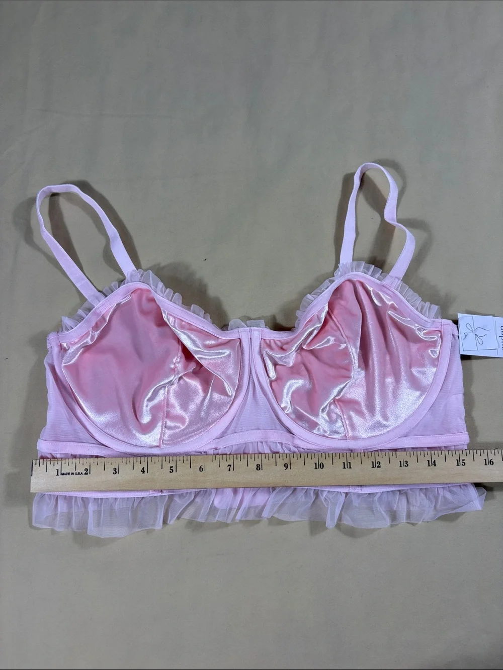 Auden Pink Velour Ruffle Lingerie Set Womens XXL Thong Underwire Matching NWT